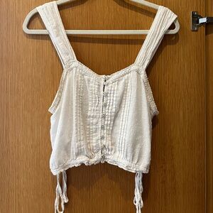 White Button-Up Cottage Core Top